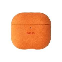 Rosso Avanti Apple AirPods 4 / 5 MagSafe Hoesje Alcantara Case Oranje afbeelding