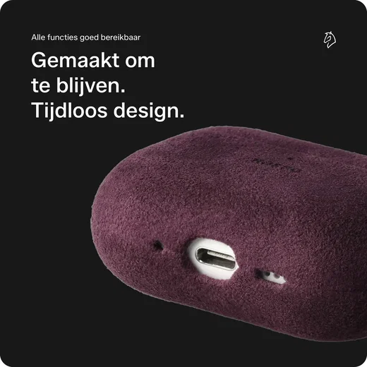 Rosso Avanti Apple AirPods 4 / 5 MagSafe Hoesje Alcantara Case Burgundy afbeelding 3