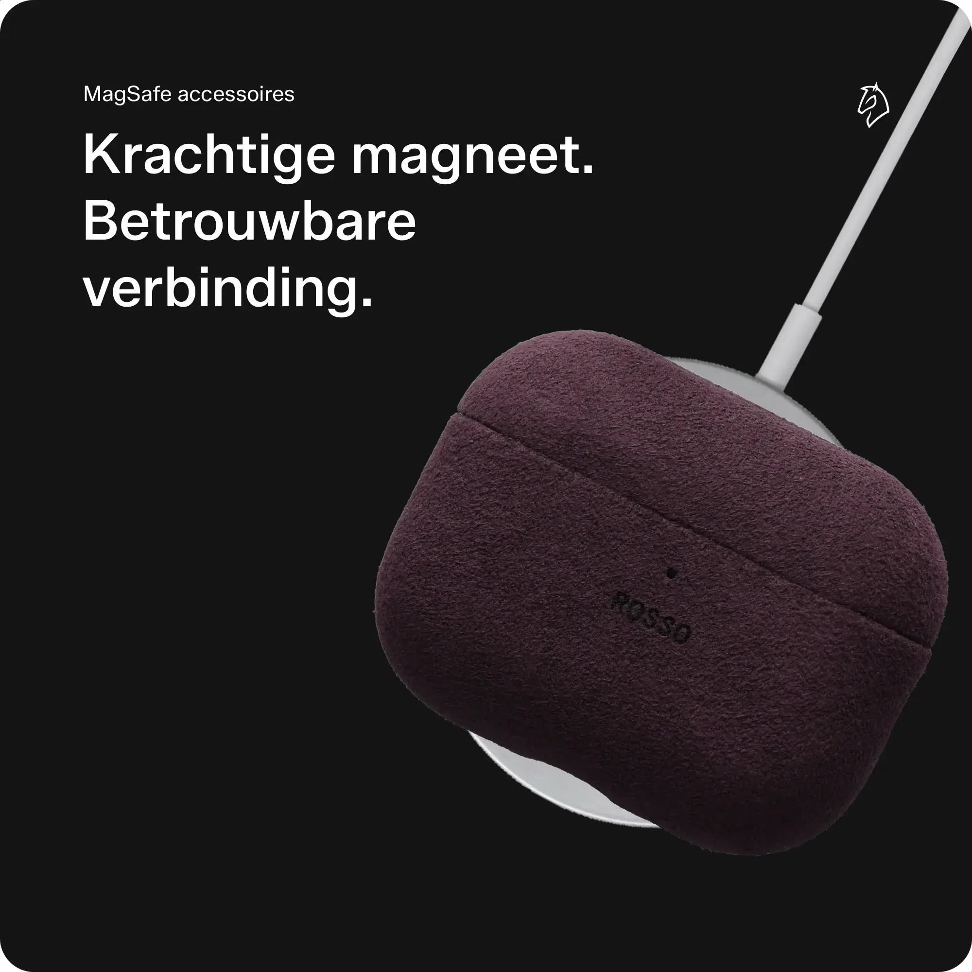 Rosso Avanti Apple AirPods 4 / 5 MagSafe Hoesje Alcantara Case Burgundy afbeelding 4