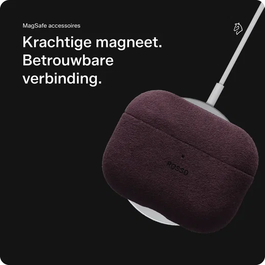Rosso Avanti Apple AirPods 4 / 5 MagSafe Hoesje Alcantara Case Burgundy afbeelding 4