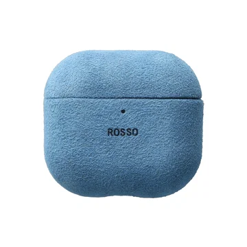 Rosso Avanti Apple AirPods 4 / 5 MagSafe Hoesje Alcantara Case Licht Blauw
