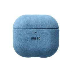 Rosso Avanti Apple AirPods 4 / 5 MagSafe Hoesje Alcantara Case Licht Blauw afbeelding