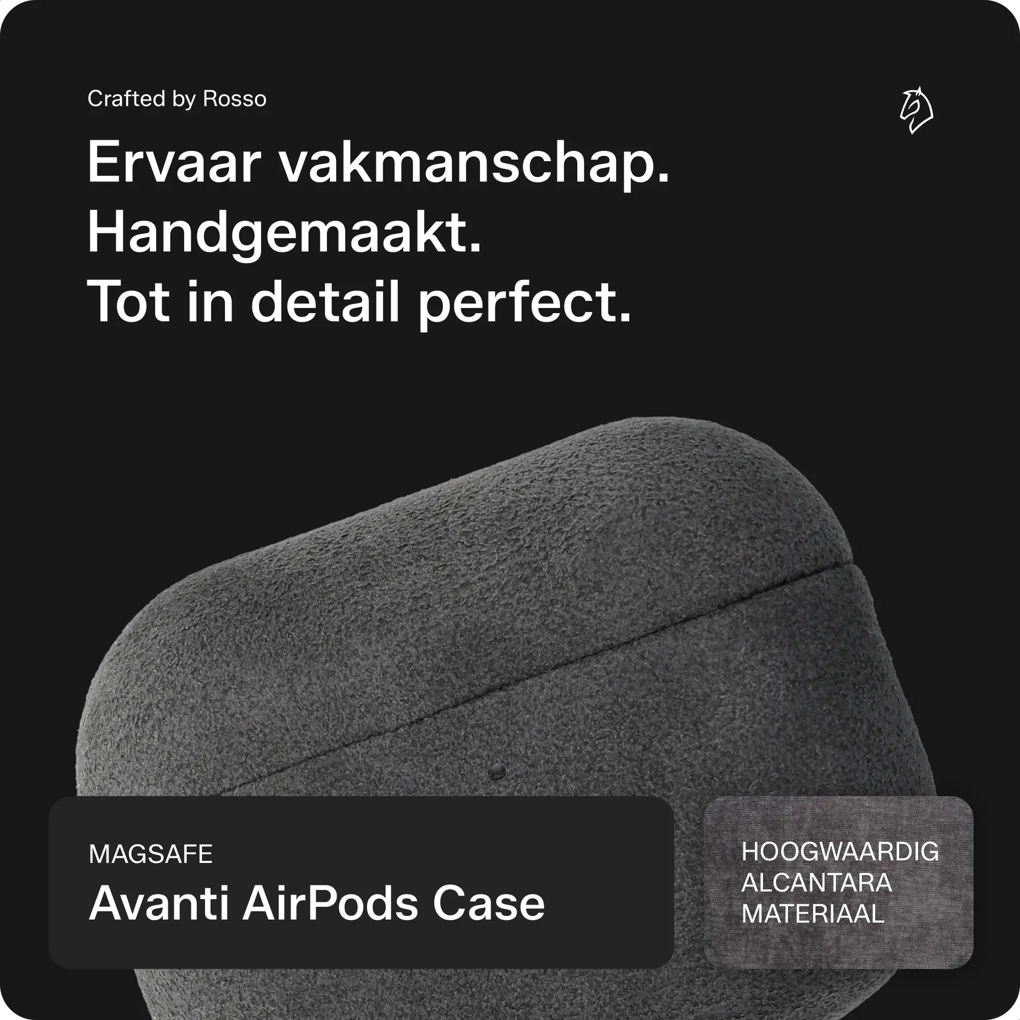 Rosso Avanti Apple AirPods Pro 3 MagSafe Hoesje Alcantara Case Grijs afbeelding 2