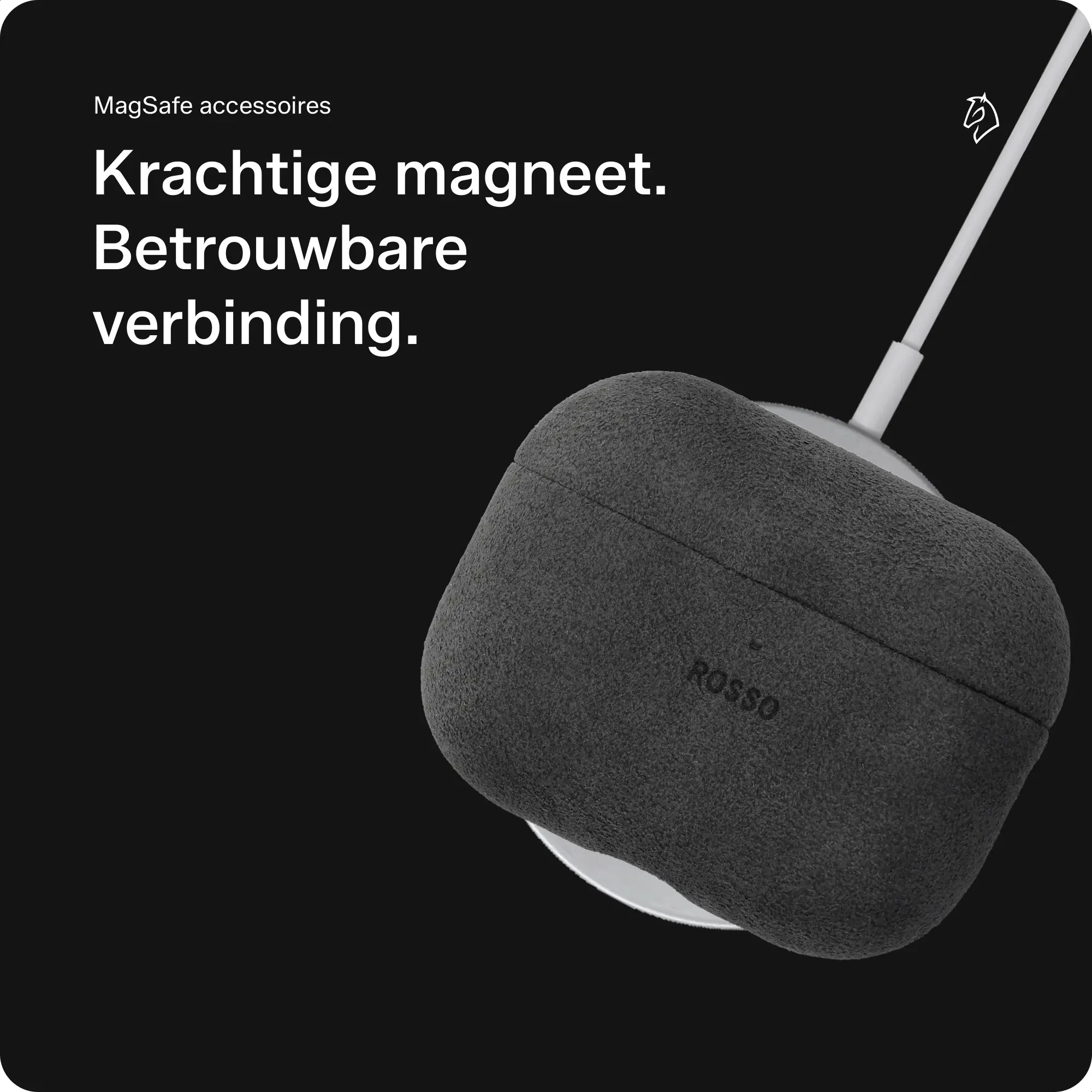 Rosso Avanti Apple AirPods Pro 3 MagSafe Hoesje Alcantara Case Grijs afbeelding 3