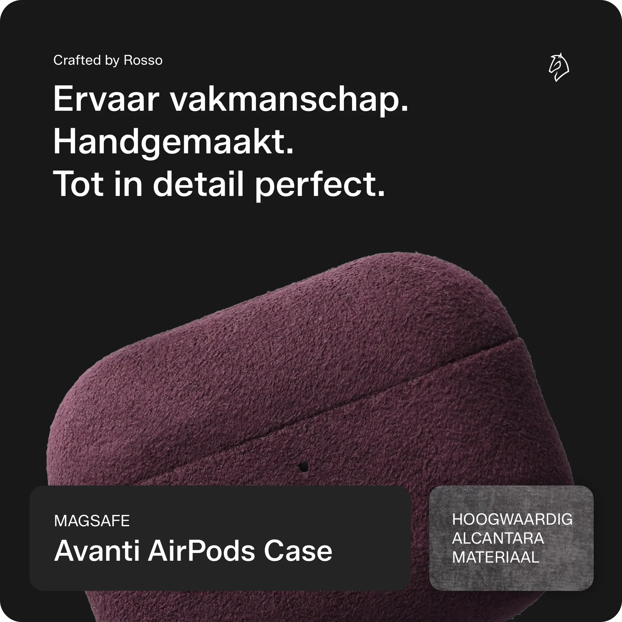 Rosso Avanti Apple AirPods Pro 3 MagSafe Hoesje Alcantara Case Burgundy afbeelding 2