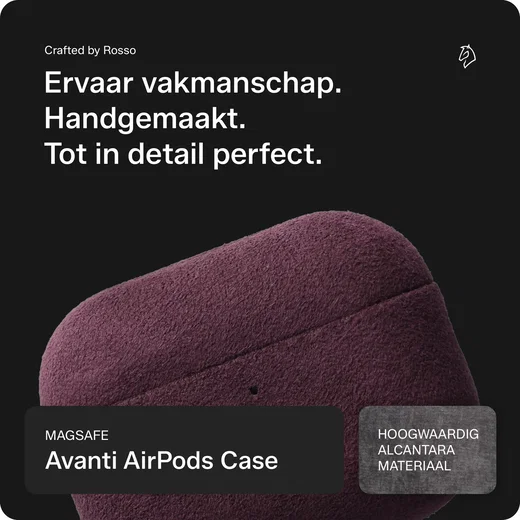 Rosso Avanti Apple AirPods Pro 3 MagSafe Hoesje Alcantara Case Burgundy afbeelding 2