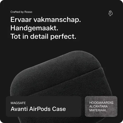 Rosso Avanti Apple AirPods Pro 3 MagSafe Hoesje Alcantara Case Zwart afbeelding 2