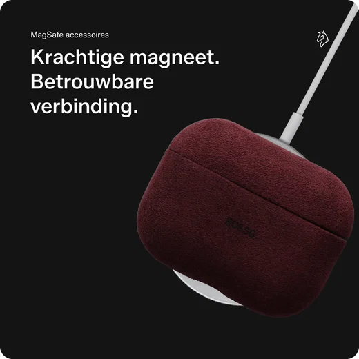 Rosso Avanti Apple AirPods Pro 3 MagSafe Hoesje Alcantara Case Rood afbeelding 3