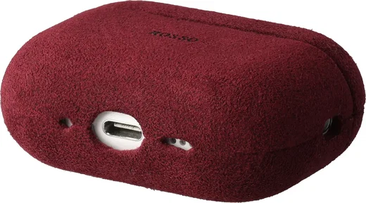 Rosso Avanti Apple AirPods Pro 3 MagSafe Hoesje Alcantara Case Rood afbeelding 6