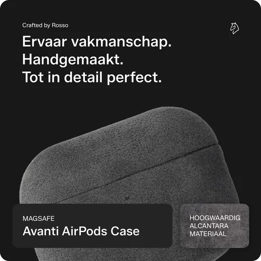 Rosso Avanti Apple AirPods Pro 1 / 2 MagSafe Hoesje Alcantara Case Grijs afbeelding 2