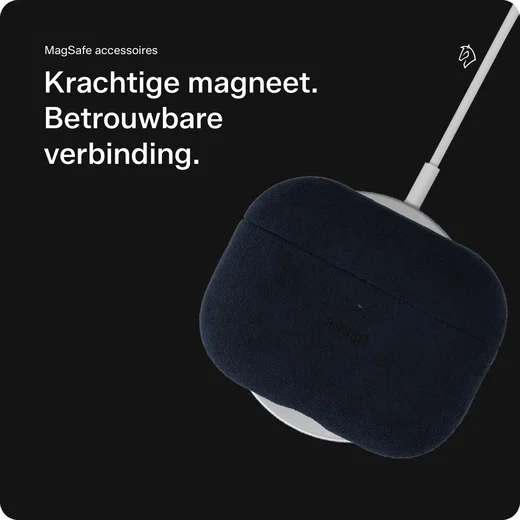 Rosso Avanti Apple AirPods Pro 1 / 2 MagSafe Hoesje Alcantara Case Blauw afbeelding 3