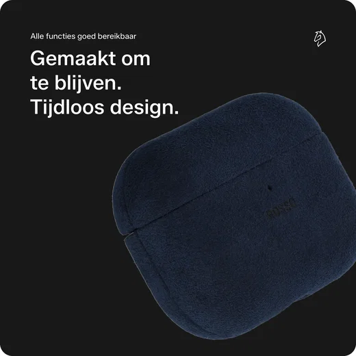 Rosso Avanti Apple AirPods Pro 1 / 2 MagSafe Hoesje Alcantara Case Blauw afbeelding 4