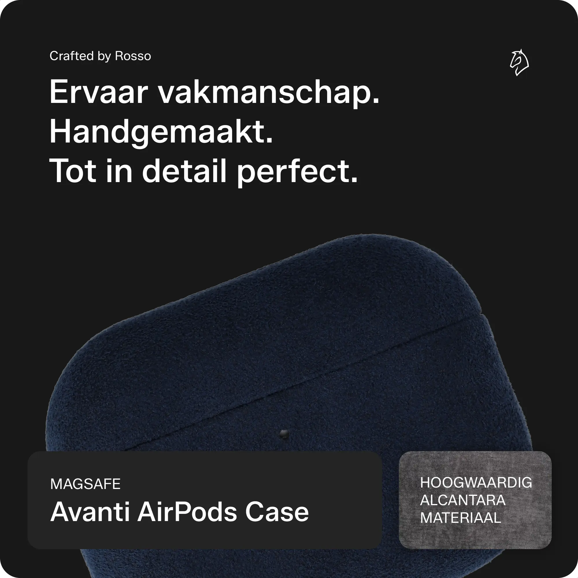 Rosso Avanti Apple AirPods Pro 1 / 2 MagSafe Hoesje Alcantara Case Blauw afbeelding 2