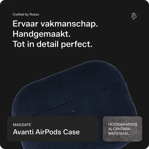 Rosso Avanti Apple AirPods Pro 1 / 2 MagSafe Hoesje Alcantara Case Blauw afbeelding 2