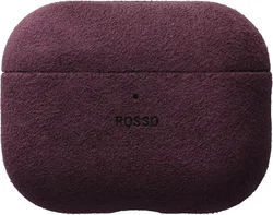 Rosso Avanti Apple AirPods Pro 1 / 2 MagSafe Hoesje Alcantara Case Burgundy afbeelding