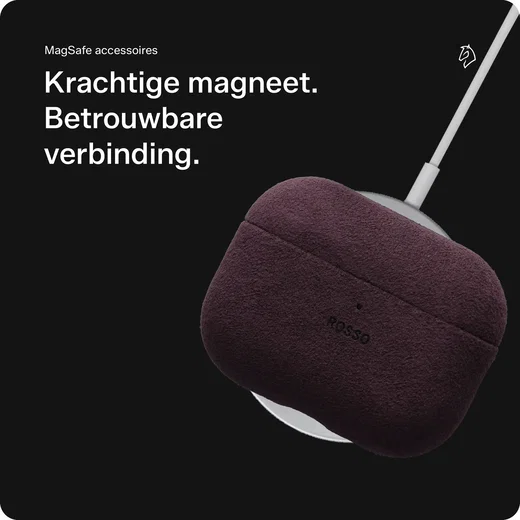 Rosso Avanti Apple AirPods Pro 1 / 2 MagSafe Hoesje Alcantara Case Burgundy afbeelding 3