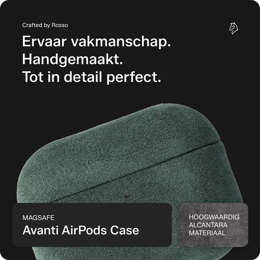 Rosso Avanti Apple AirPods Pro 1 / 2 MagSafe Hoesje Alcantara Case Groen afbeelding 2