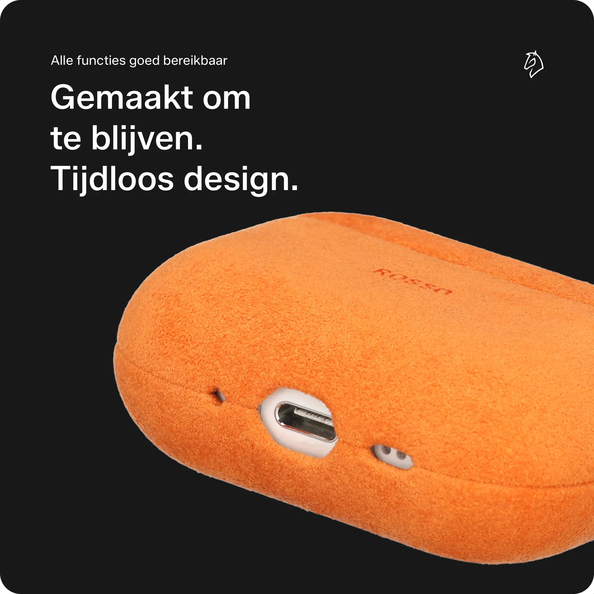 Rosso Avanti Apple AirPods Pro 1 / 2 MagSafe Hoesje Alcantara Case Oranje afbeelding 4