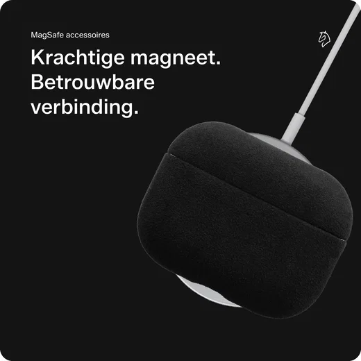 Rosso Avanti Apple AirPods Pro 1 / 2 MagSafe Hoesje Alcantara Case Zwart afbeelding 3