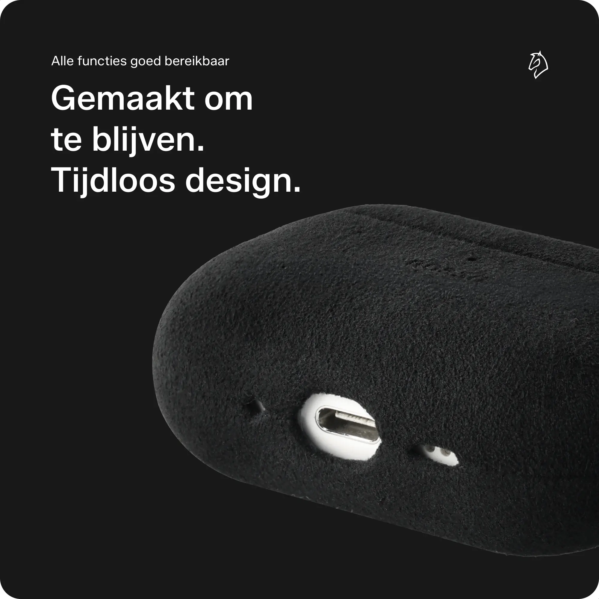 Rosso Avanti Apple AirPods Pro 1 / 2 MagSafe Hoesje Alcantara Case Zwart afbeelding 4