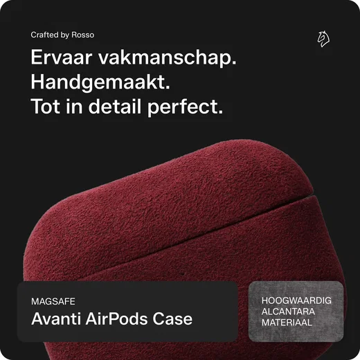 Rosso Avanti Apple AirPods Pro 1 / 2 MagSafe Hoesje Alcantara Case Rood afbeelding 2