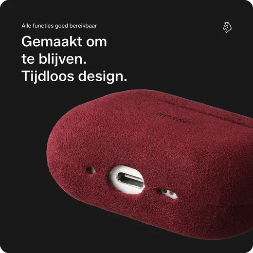 Rosso Avanti Apple AirPods Pro 1 / 2 MagSafe Hoesje Alcantara Case Rood afbeelding 4