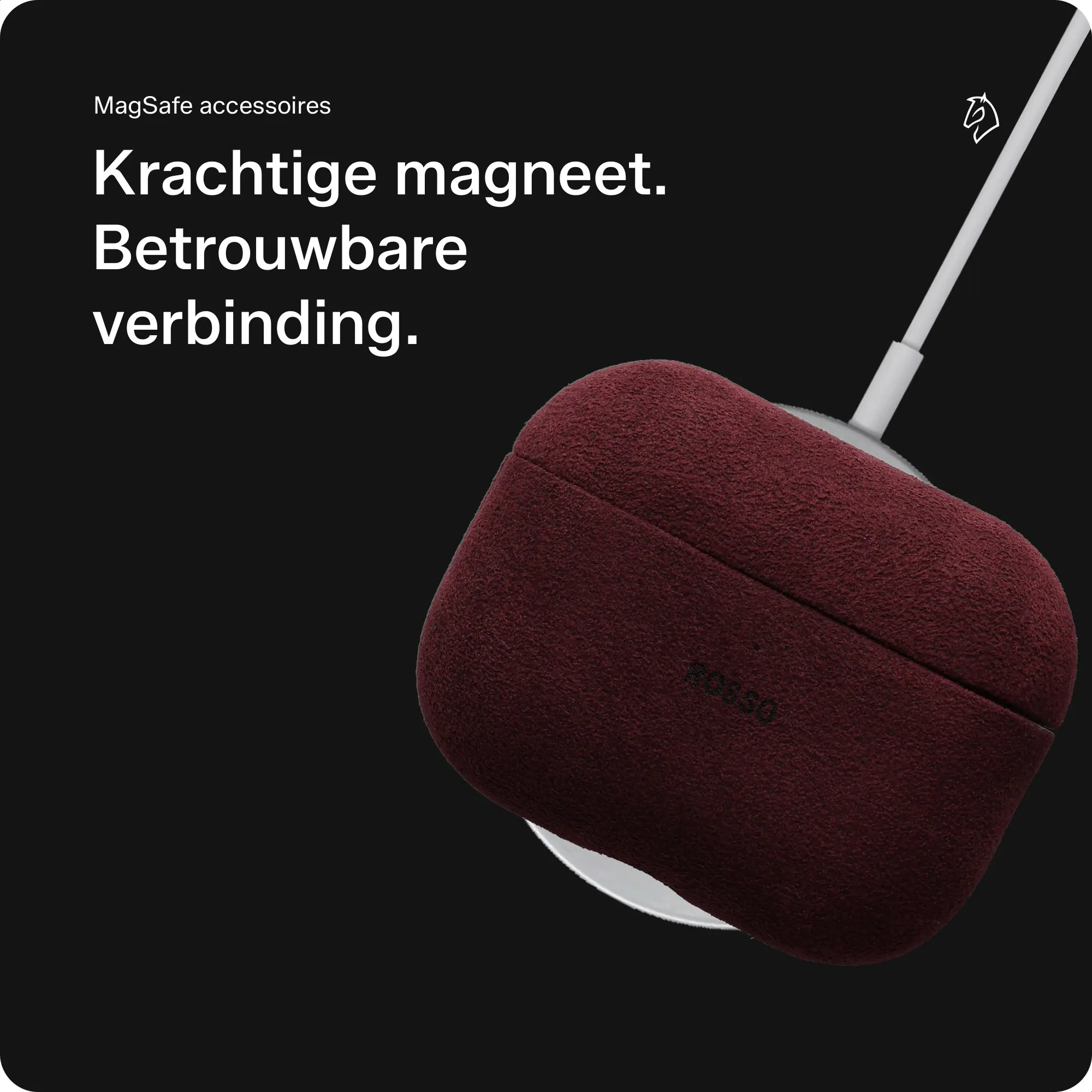 Rosso Avanti Apple AirPods Pro 1 / 2 MagSafe Hoesje Alcantara Case Rood afbeelding 3