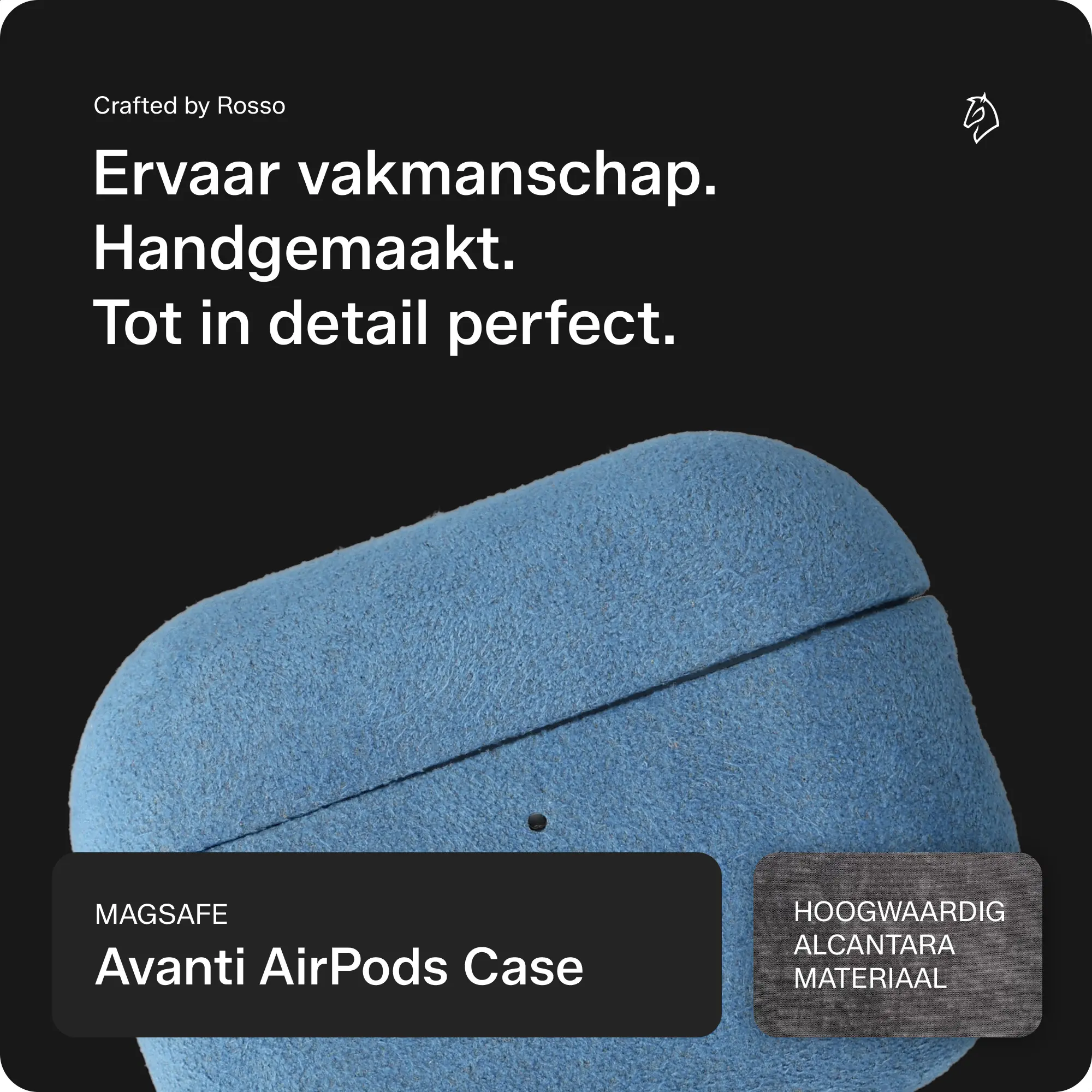Rosso Avanti Apple AirPods Pro 1 / 2 MagSafe Hoesje Alcantara Case Licht Blauw afbeelding 2
