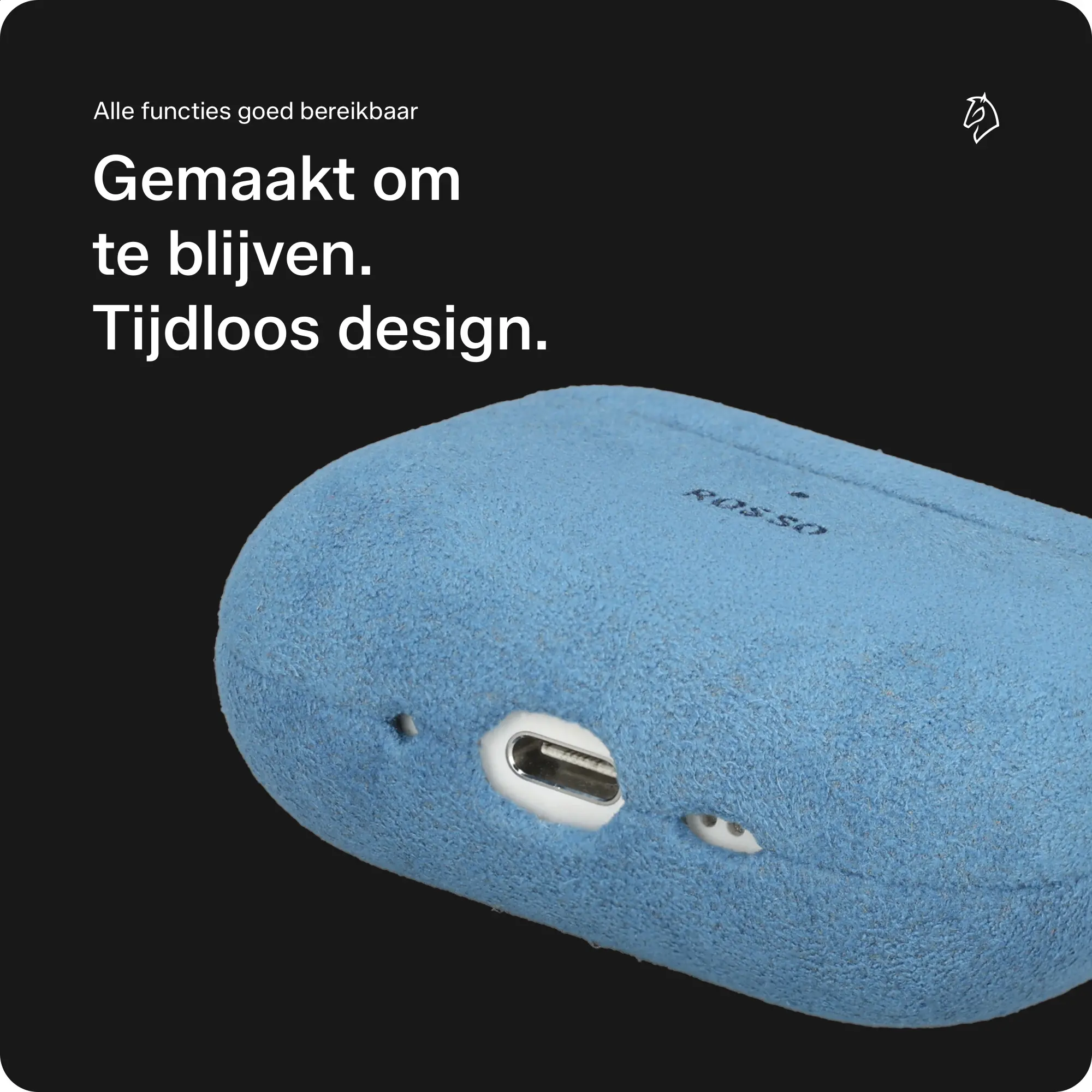 Rosso Avanti Apple AirPods Pro 1 / 2 MagSafe Hoesje Alcantara Case Licht Blauw afbeelding 4