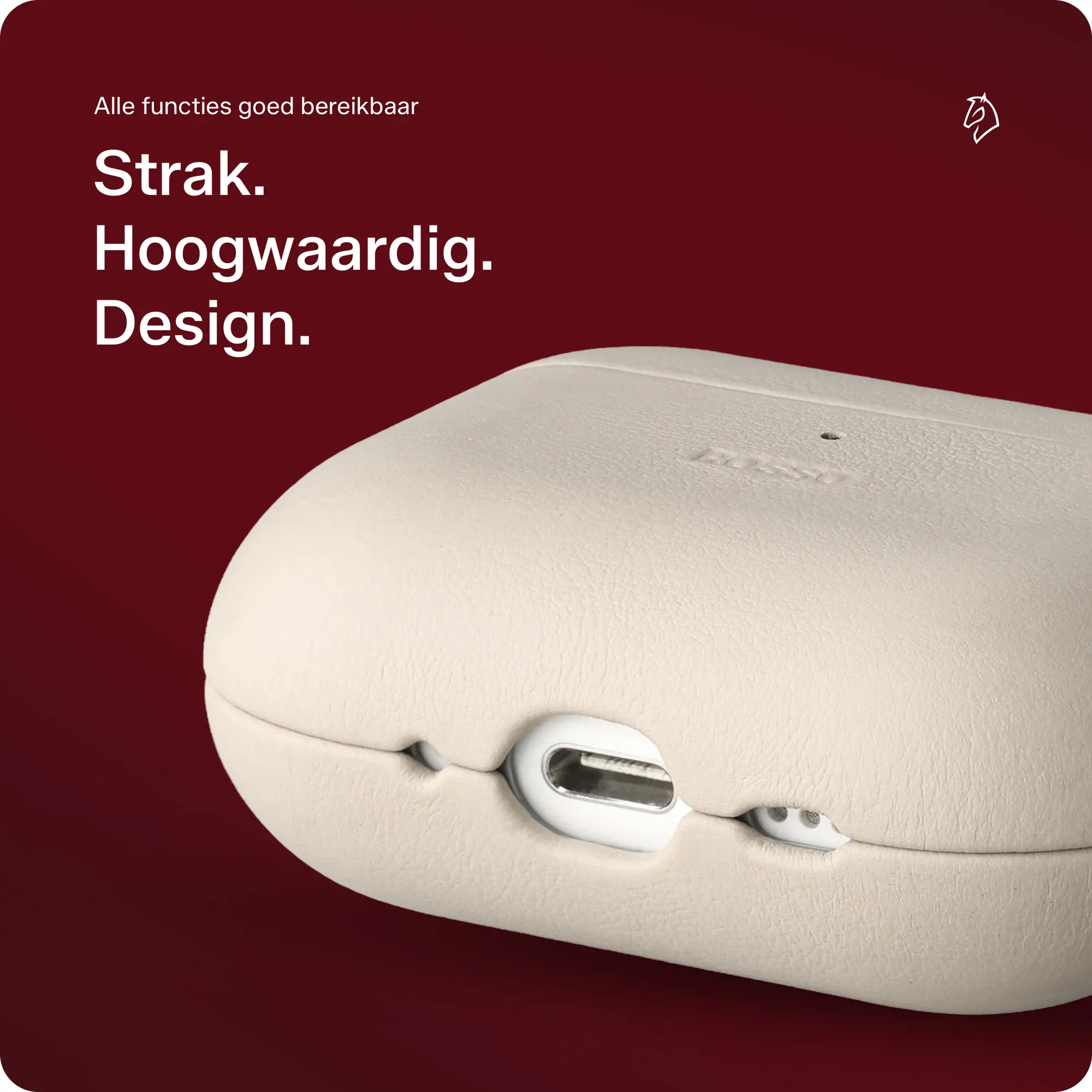 Rosso Evolve Apple AirPods 4 / 5 Hoesje ECCO Leer MagSafe Case Beige afbeelding 3