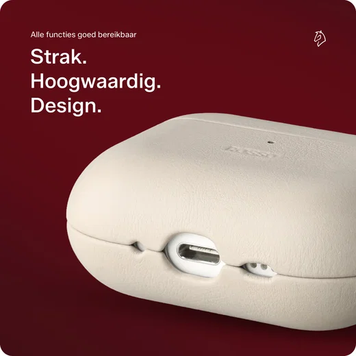 Rosso Evolve Apple AirPods 4 / 5 Hoesje ECCO Leer MagSafe Case Beige afbeelding 3