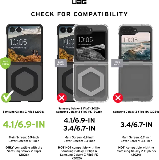 UAG Mouve Samsung Galaxy Z Flip 8 Hoesje MagSafe Back Cover Ash afbeelding 5