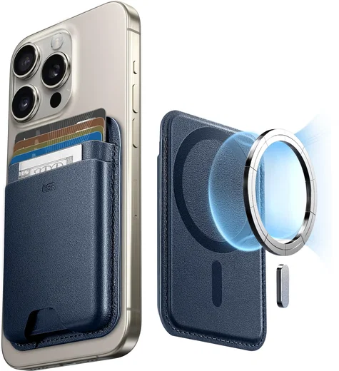 ESR Classic MagSafe Kaarthouder 5 Pasjes Vegan Leer Blauw afbeelding 1