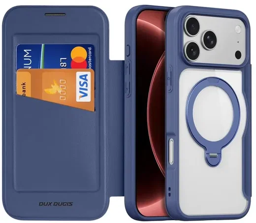 Dux Ducis Skin X Pro iPhone 18 Pro / 17 Pro Hoesje MagSafe RFID Book Case Blauw afbeelding 1