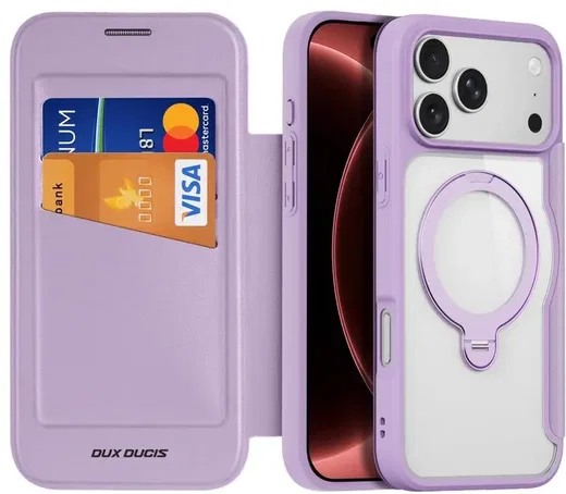 Dux Ducis Skin X Pro iPhone 18 Pro / 17 Pro Hoesje MagSafe RFID Book Case Paars afbeelding 1