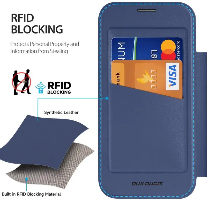 Dux Ducis Skin X Pro iPhone 18 Pro Max / 17 Pro Max Hoesje MagSafe RFID Blauw afbeelding 4