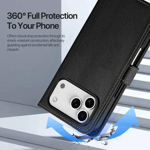 Dux Ducis Lawa iPhone 18 Pro / 17 Pro Hoesje 2-in-1 Book Case MagSafe Zwart afbeelding 4