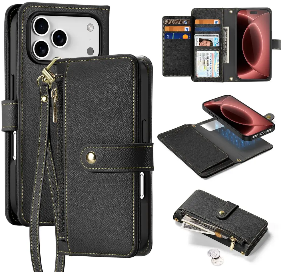 Dux Ducis Lawa iPhone 18 Pro / 17 Pro Hoesje 2-in-1 Book Case MagSafe Zwart afbeelding 2