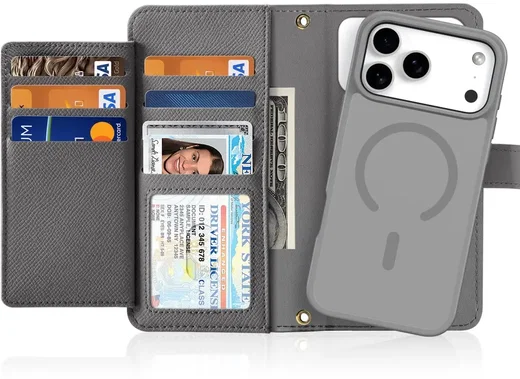 Dux Ducis Lawa iPhone 18 Pro / 17 Pro Hoesje 2-in-1 Book Case MagSafe Grijs afbeelding 1