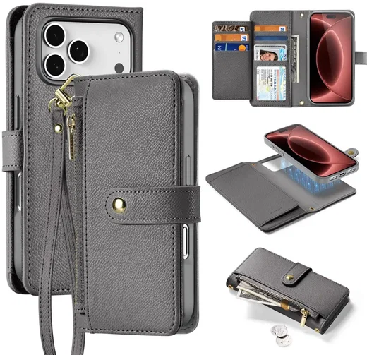 Dux Ducis Lawa iPhone 18 Pro / 17 Pro Hoesje 2-in-1 Book Case MagSafe Grijs afbeelding 2