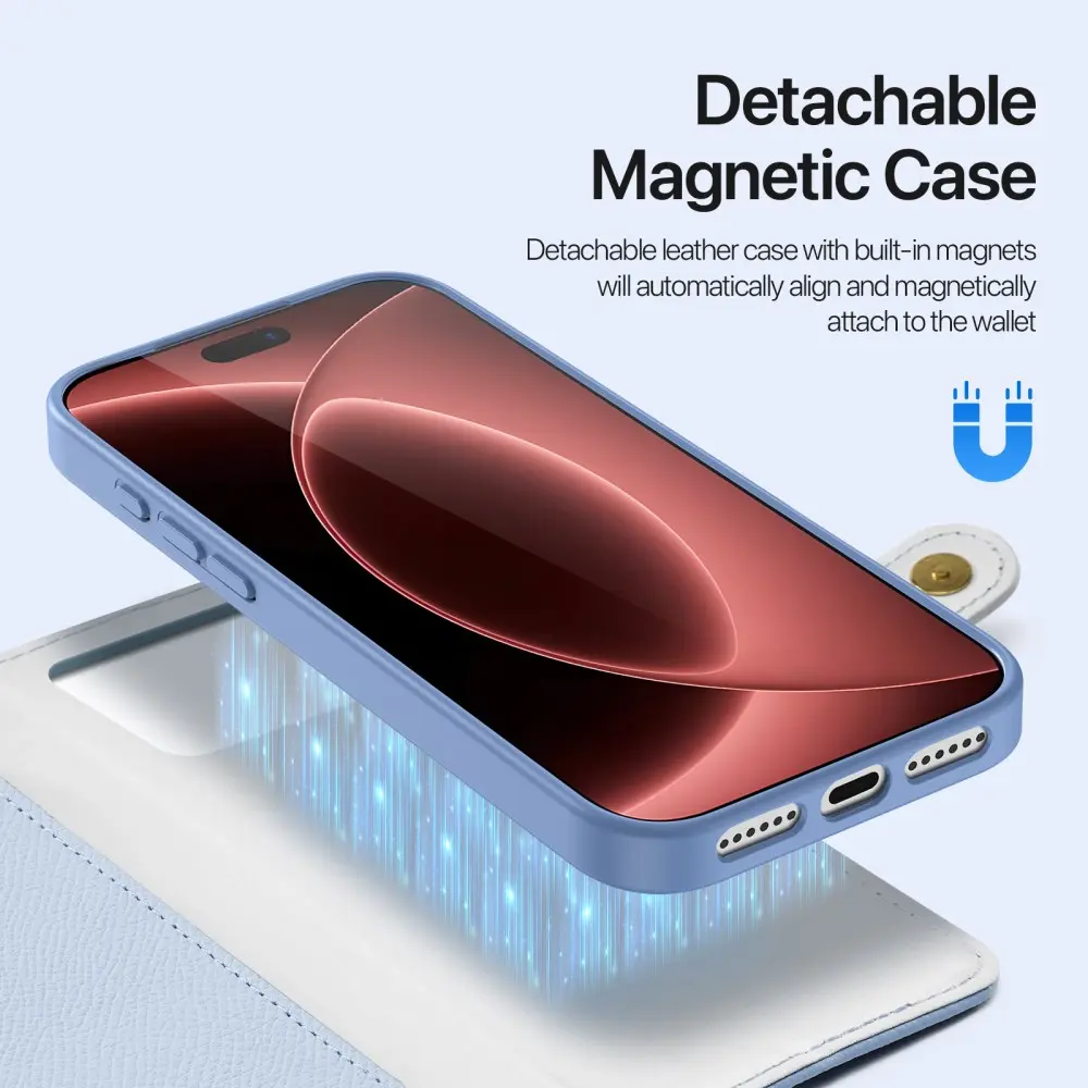 Dux Ducis Lawa iPhone 18 Pro / 17 Pro Hoesje 2-in-1 Book Case MagSafe Blauw afbeelding 5