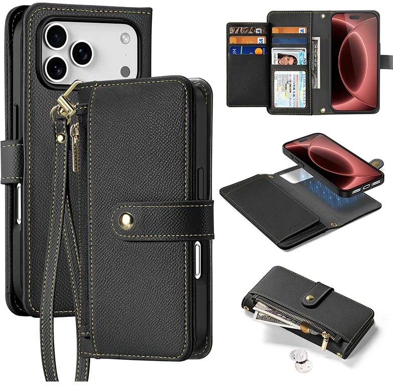 Dux Ducis Lawa iPhone 18 Pro Max / 17 Pro Max Hoesje 2-in-1 Wallet MagSafe Zwart afbeelding 2