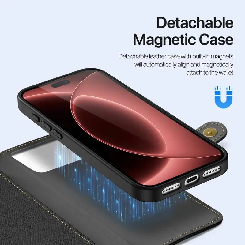 Dux Ducis Lawa iPhone 18 Pro Max / 17 Pro Max Hoesje 2-in-1 Wallet MagSafe Zwart afbeelding 5