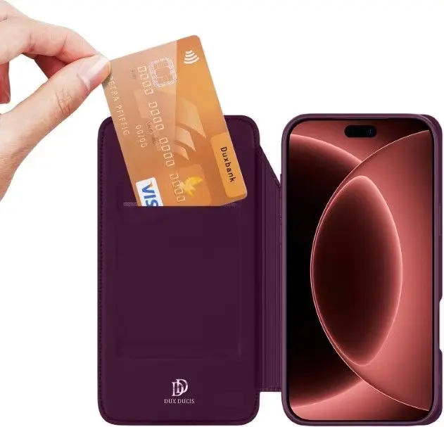 Dux Ducis Skin Pro iPhone 18 Pro / 17 Pro Hoesje Portemonnee Book Case Paars afbeelding 2