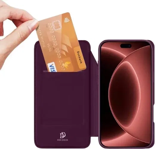 Dux Ducis Skin Pro iPhone 18 Pro / 17 Pro Hoesje Portemonnee Book Case Paars afbeelding 2
