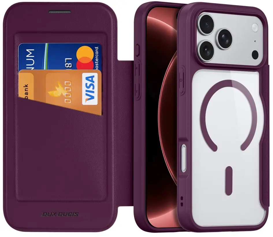 Dux Ducis Skin X Pro iPhone 18 Pro / 17 Pro Hoesje MagSafe Book Case Burgundy afbeelding 1