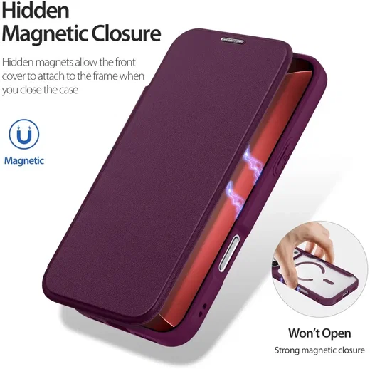 Dux Ducis Skin X Pro iPhone 18 Pro / 17 Pro Hoesje MagSafe Book Case Burgundy afbeelding 8