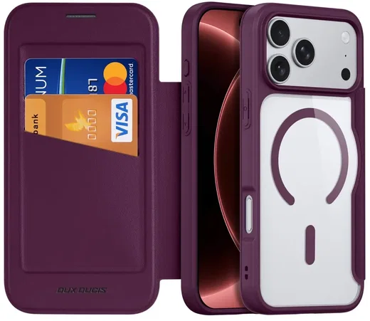 Dux Ducis Skin X Pro iPhone 18 Pro Max / 17 Pro Max MagSafe Book Case Burgundy afbeelding 1
