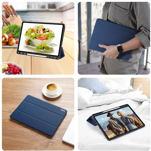 Dux Ducis Domo Samsung Galaxy Tab S12 Plus Hoes Tri-Fold Book Case Blauw afbeelding 9