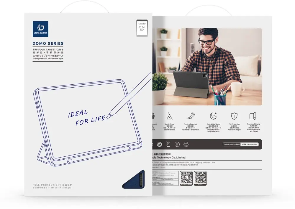 Dux Ducis Domo Samsung Galaxy Tab S12 Plus Hoes Tri-Fold Book Case Blauw afbeelding 10